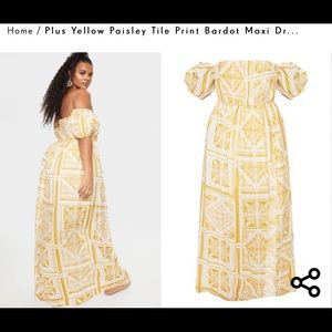 Yellow Tile Print Maxi with slit